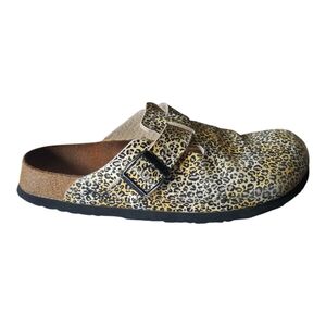 Papillio by Birkenstock Yellow, Black and Gray Mules Comfort Footbed